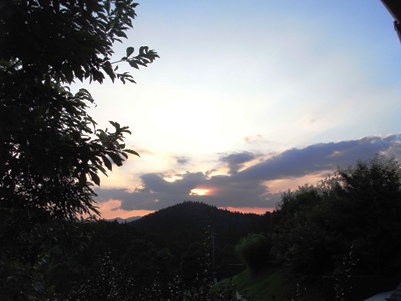 宿からみる夕陽
